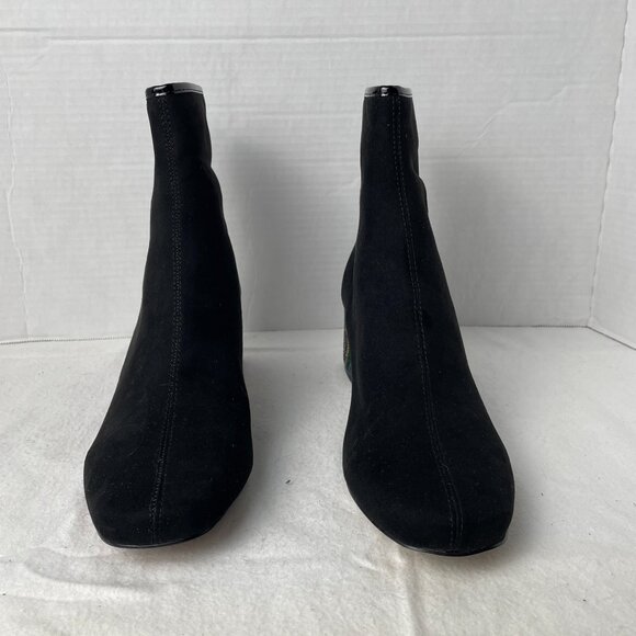 Betsey Johnson Floral Rainbow Rhinestone Heel Black Ankle Boot - Picture 4 of 9